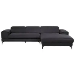 Ecksofa in Echtleder Anthrazit