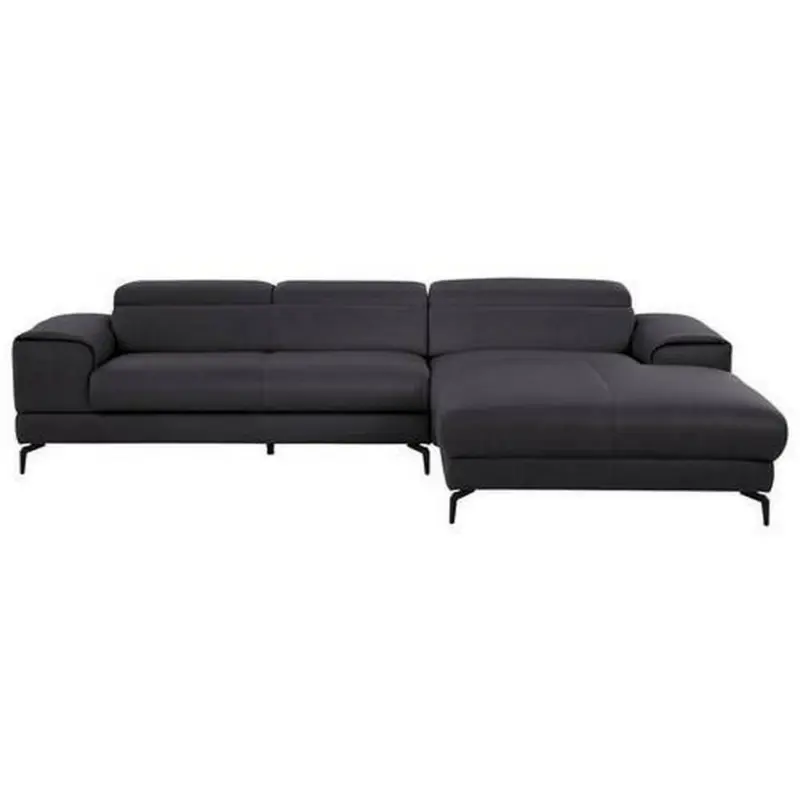 Ecksofa in Echtleder Anthrazit