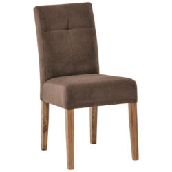 Stuhl in Holz, Textil Braun, Eichefarben