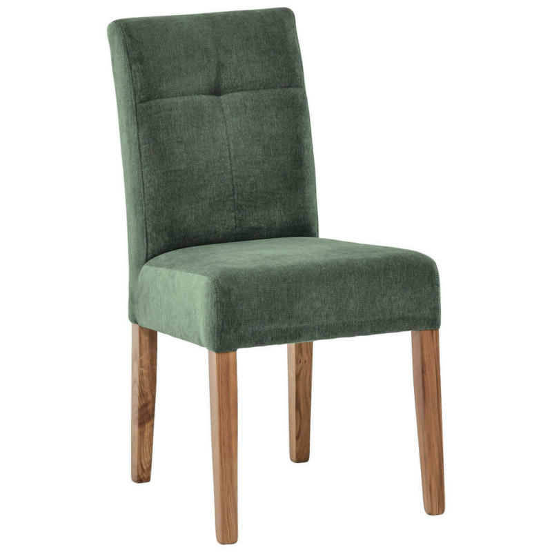 Stuhl in Holz, Textil Grün, Eichefarben