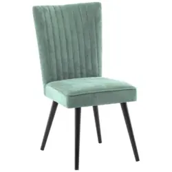 Stuhl in Holz, Textil Schwarz, Mintgrün