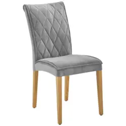 Stuhl in Holz, Textil Grau, Eichefarben