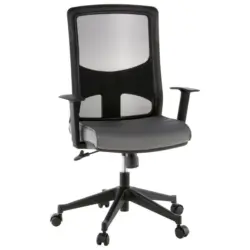 Drehstuhl in Netzbespannung, Flachgewebe Grau, Schwarz