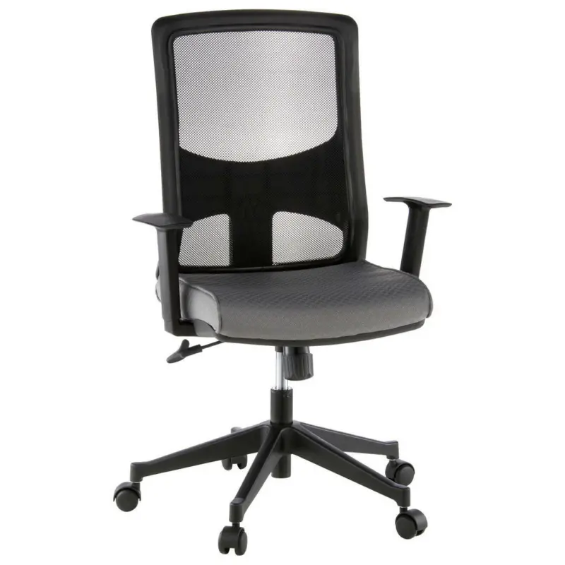 Drehstuhl in Netzbespannung, Flachgewebe Grau, Schwarz