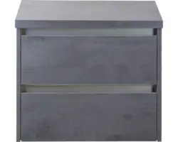 Waschbeckenunterschrank Sanox Dante 53x60x45,7 cm mit Waschtischplatte beton anthrazit