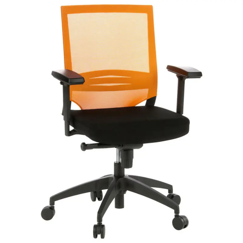 Drehstuhl in Netzbespannung, Flachgewebe Orange, Schwarz
