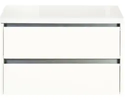 Waschbeckenunterschrank Sanox Dante 53x80x45,7 cm mit Waschtischplatte weiß hochglanz