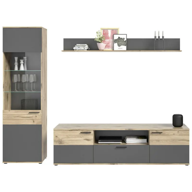 Wohnwand 266/200/47 cm in Grau