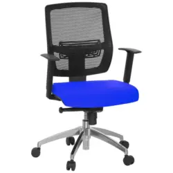 Drehstuhl in Netzbespannung, Flachgewebe Blau, Schwarz