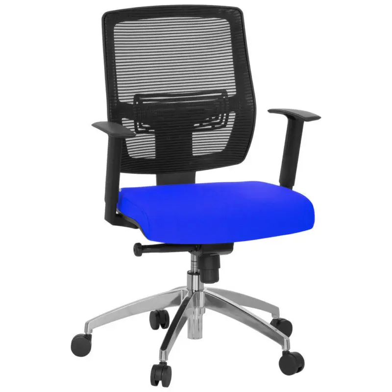 Drehstuhl in Netzbespannung, Flachgewebe Blau, Schwarz