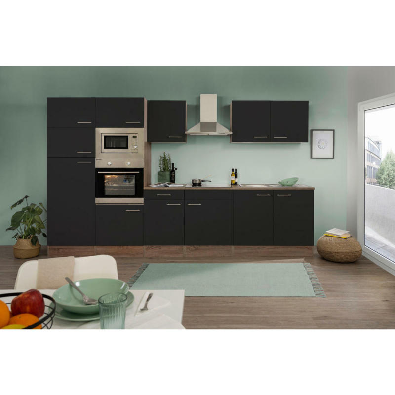 Küchenblock 330 cm in Schwarz