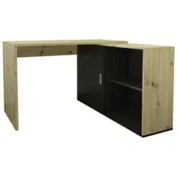 Schreibtischkombination 119/124/75 cm in Schwarz, Eiche Artisan