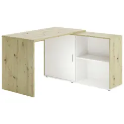 Schreibtischkombination 119/124/75 cm in Weiß, Eiche Artisan