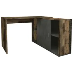 Eckschreibtisch 119/124/75 cm in Dunkelgrau, Dunkelbraun