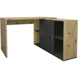 Eckschreibtisch 119/124/75 cm in Dunkelgrau, Eiche Artisan
