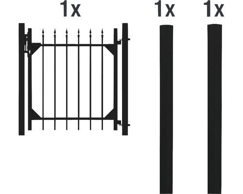 Einzeltor ALBERTS Chaussee 100 x 96,5 cm inkl. Klobenpfosten und Anschlagpfosten schwarz matt