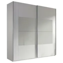 Schwebetürenschrank in Weiß, Hellgrau