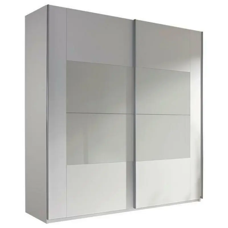 Schwebetürenschrank in Weiß, Hellgrau