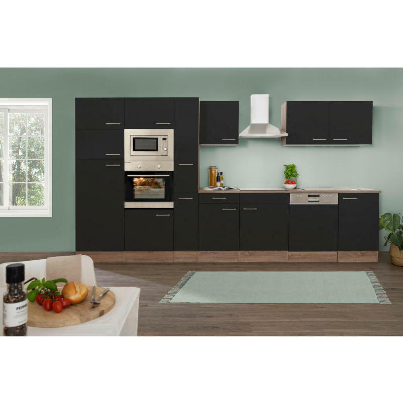 Küchenblock 370 cm in Schwarz