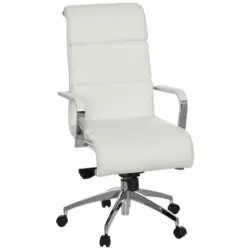 Chefsessel in Lederlook Weiß, Alufarben