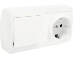 Schalter/Steckdose Kombination MUR63U 16 A 250 V aufputz weiß