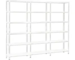 Grundregal Anbauregal Steckregal Schulte Regalwelt weiß 2300 x 3400 x 350 mm 18 Böden Tragkraft 1530 kg
