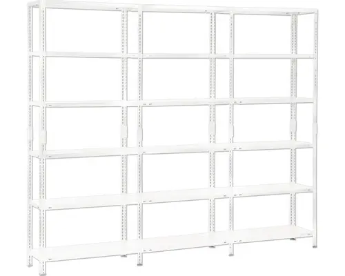 Grundregal Anbauregal Steckregal Schulte Regalwelt weiß 2300 x 3400 x 350 mm 18 Böden Tragkraft 1530 kg