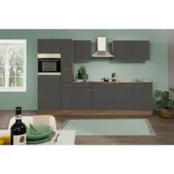 Küchenblock 300 cm in Grau, Eichefarben