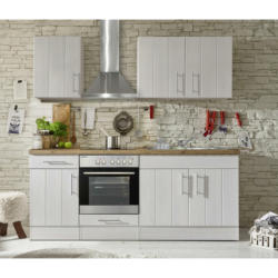 Küchenblock 210 cm in Weiß, Lärchefarben