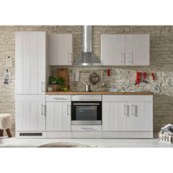 Küchenblock 270 cm in Weiß, Lärchefarben