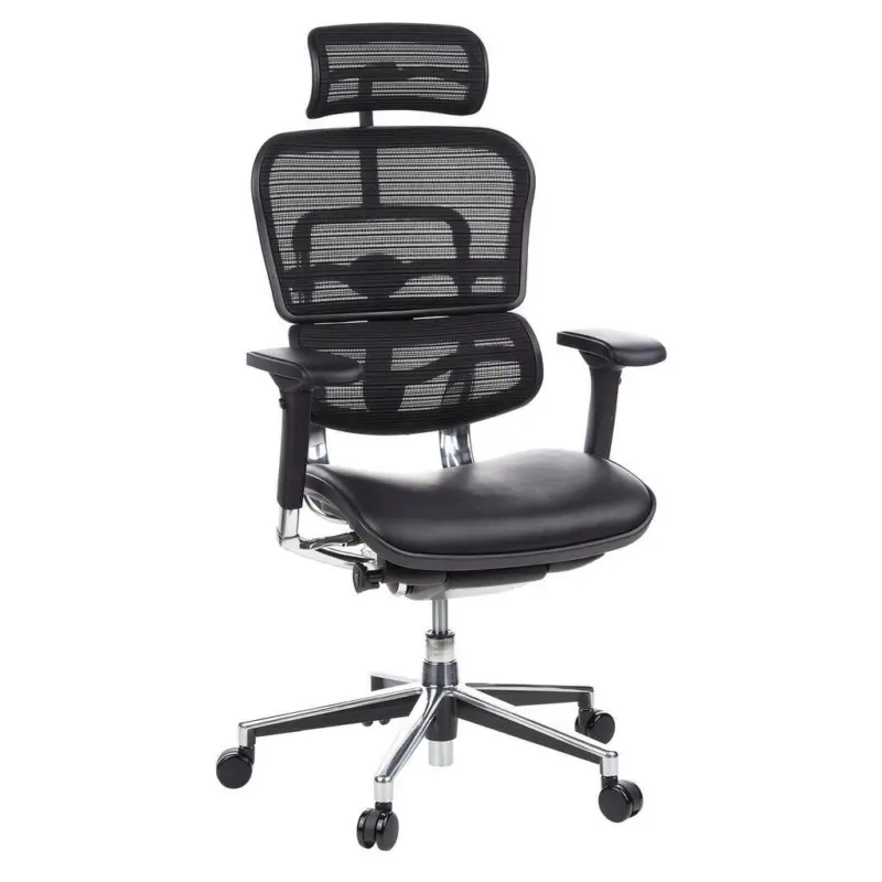 Drehstuhl in Netzbespannung Schwarz, Silberfarben