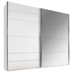 Schwebetürenschrank Glasfront in Weiß