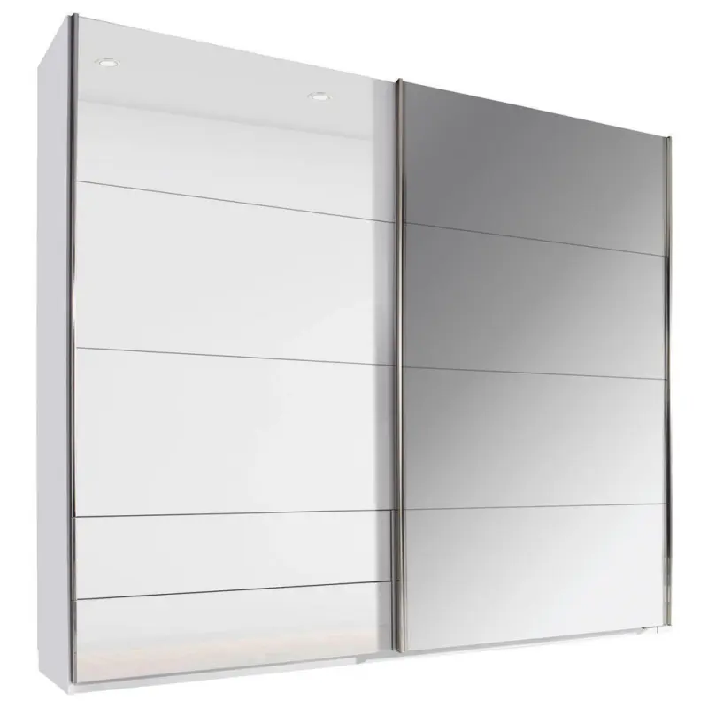 Schwebetürenschrank Glasfront in Weiß