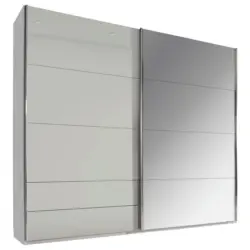 Schwebetürenschrank Glasfront in Hellgrau