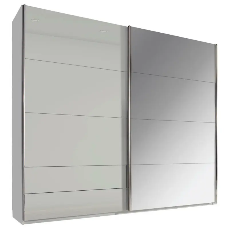 Schwebetürenschrank Glasfront in Hellgrau