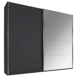 Schwebetürenschrank Glasfront in Dunkelgrau