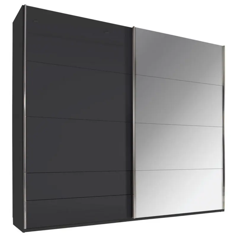 Schwebetürenschrank Glasfront in Dunkelgrau