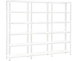 Grundregal Anbauregal Steckregal Schulte Regalwelt weiß 2300 x 3600 x 350 mm 18 Böden Tragkraft 1530 kg