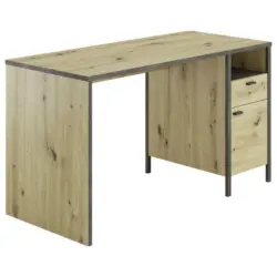 Schreibtisch 135/60/76 cm in Schwarz, Eiche Artisan