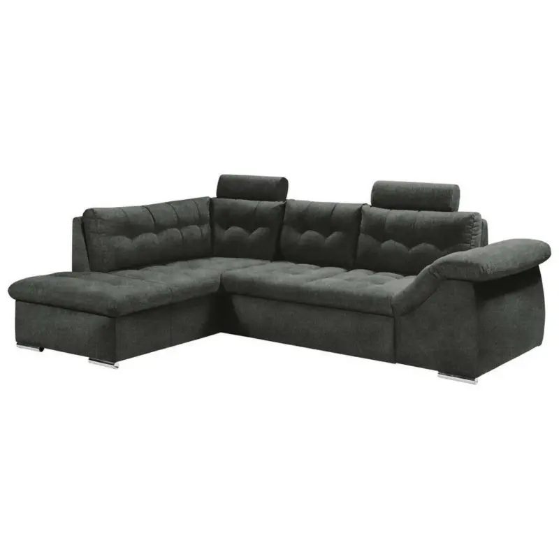 Ecksofa in Mikrovelours Anthrazit