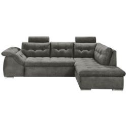 Ecksofa in Mikrovelours Anthrazit