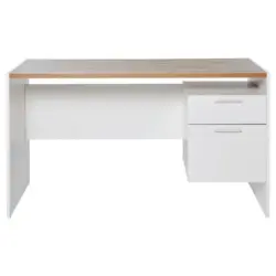 Schreibtisch 123/55/74,5 cm in Weiß, Eichefarben