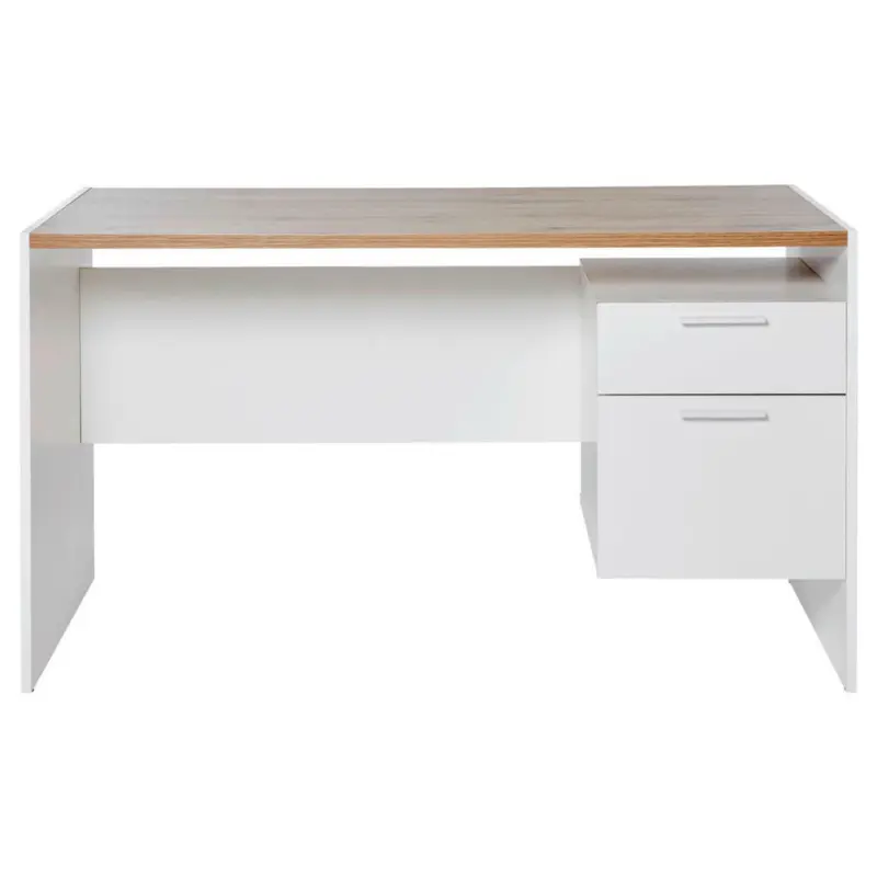Schreibtisch 123/55/74,5 cm in Weiß, Eichefarben