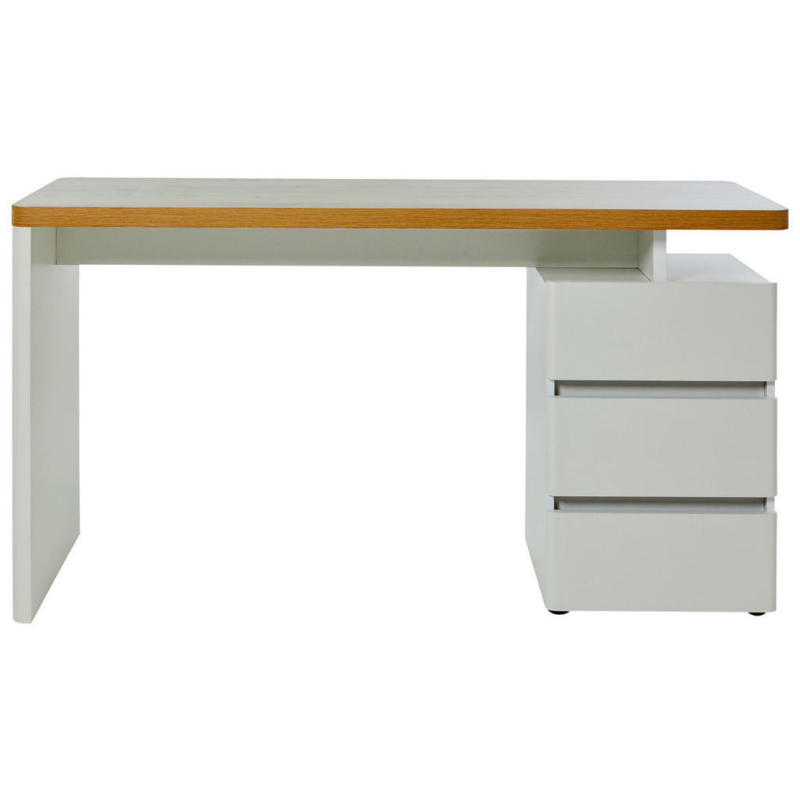 Schreibtisch 140/55/75,5 cm in Weiß, Eichefarben