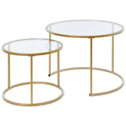 Satztisch in Metall, Glas 73,4/73,4/50 cm