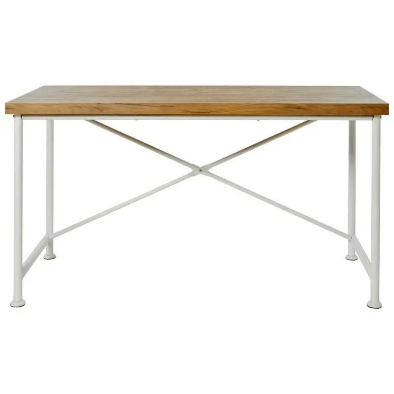 Schreibtisch 140/60/75,5 cm in Weiß, Eichefarben