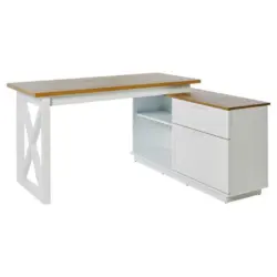 Eckschreibtisch 150/119/75 cm in Weiß, Eichefarben