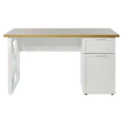 Schreibtisch 140/59/74,8 cm in Weiß, Eichefarben
