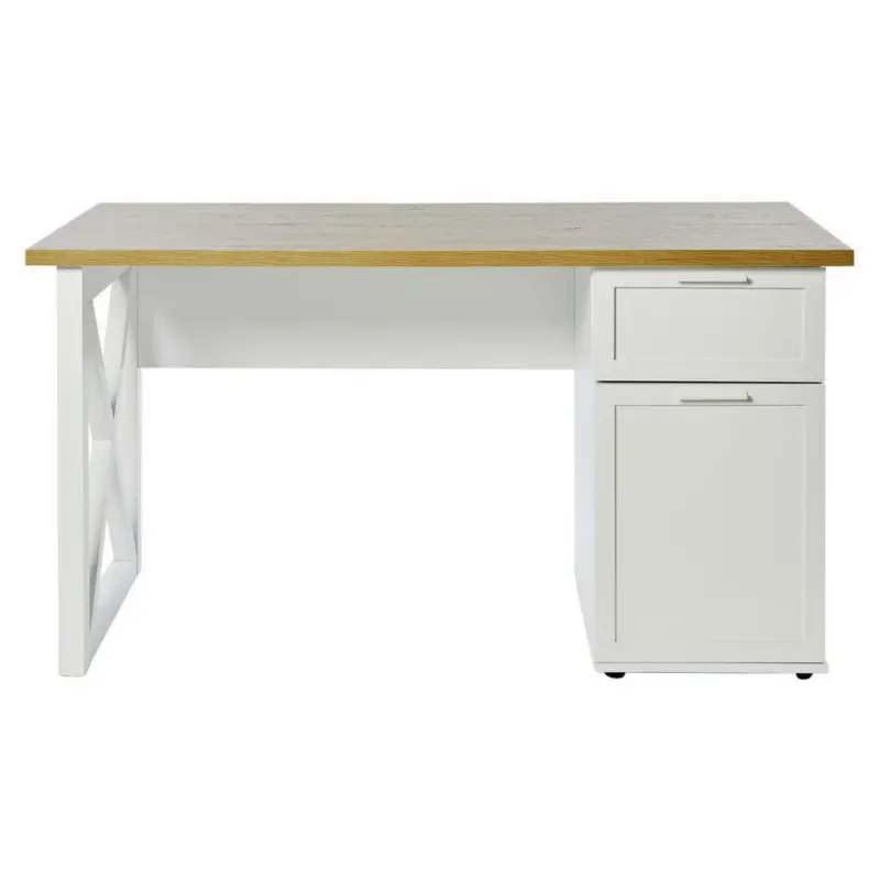 Schreibtisch 140/59/74,8 cm in Weiß, Eichefarben