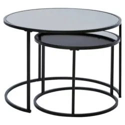 Satztisch in Metall, Glas 73,4/73,4/50 cm